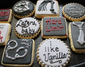 50 Shades of Grey Cookies, OPTION 1, Valentine's Day Cookie, Fifty Shades, Custom Cookies, Bachelorette Cookies, Christian Grey