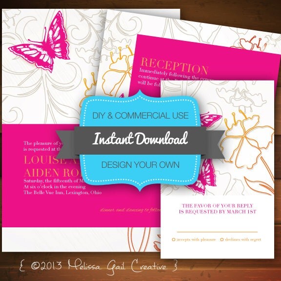 Wedding Invitation, RSVP, and Card Templates // Instant Download ...