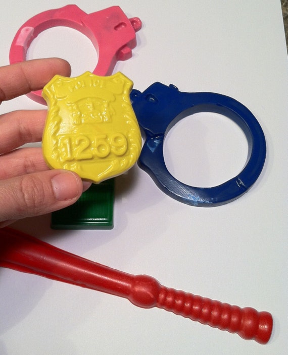 Police set crayon Birthday Party favor police by Krazeekrayons