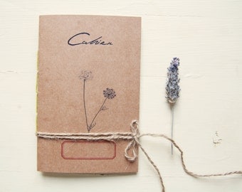 Mediterranean herbarium notebook, eco-friendly recycled paper journal, botanical vegan notebook