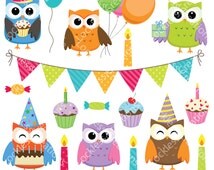 Popular items for birthday owl clipart on Etsy