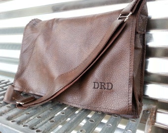 Leather Satchel, Made in the USA, Raw Leather Messenger Bag, Man Bag, Student Bag,