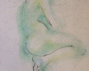 Nude, green tones, gentle, rare, early style. Copy. On acid free paper. INQUIRE ABOUT ORIGINAL ca. 1948