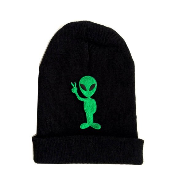 Alien Beanie Grunge Alien Hat 90's Beanie by Foxcultvintage
