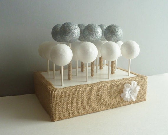 Rustic Woodland Burlap Wedding Cake Pop Stand Display Holder Rustic Woodland Burlap Wedding Cake Pop Stand Display Holder