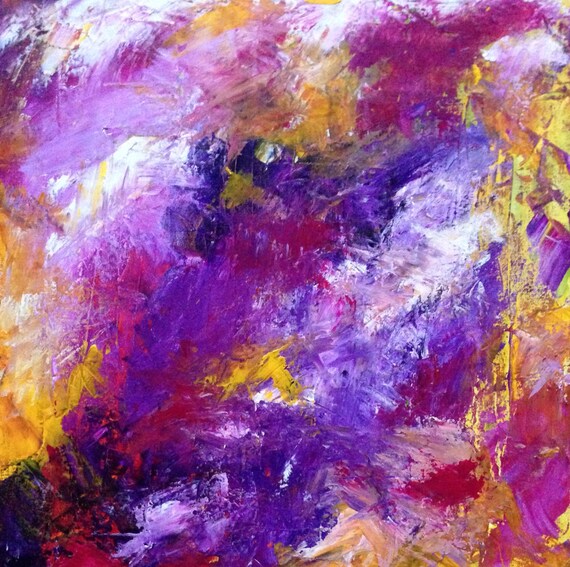 Original Contemporary Abstract Modern Painting Purple Art