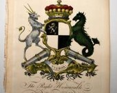 Antique Coat of Arms 1700's Edmondson Heraldry George Byng Viscount Torrington