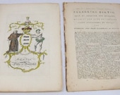 Jacobs English Rare Coat of Arms 1700's Bertie Ancaster Copperplate Engraving