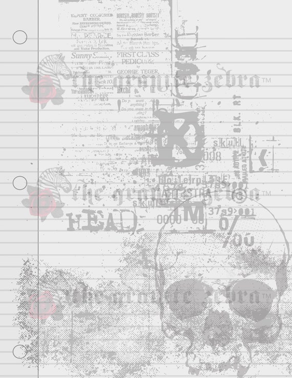 Cyber Grunge Skulls Lined Goth Stationery Paper Download