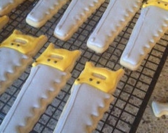 Saw sugar cookies....boy birthday sugar cookies...construction cookies