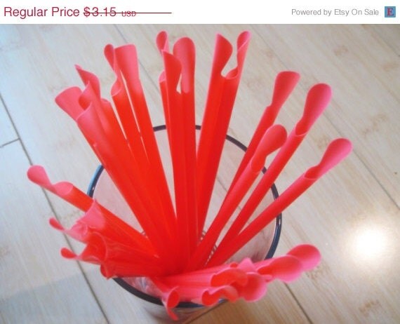 ON SALE - 25 Orange Spoon Straws Slushie, Icee, Milk Shake, Soda Float - ships less than 24 hours Il_570xn