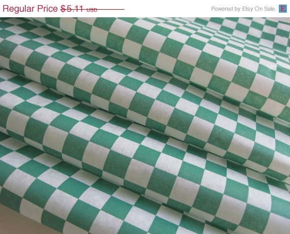 ON SALE 50 Sheets of Green and White Checkered Deli Wrap Wrapping Paper 12" x 12" Il_570xn
