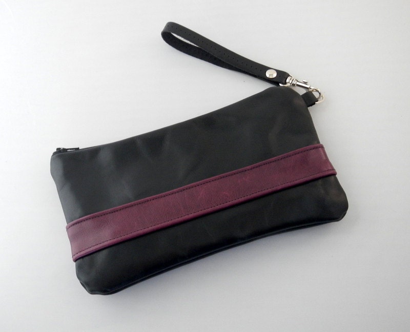 black and purple clutch bag