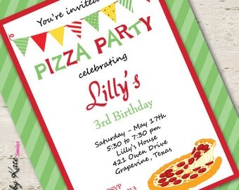 Pizza Party Invitation Birthday Invitation Pizza Invitation Unique Birthday Party