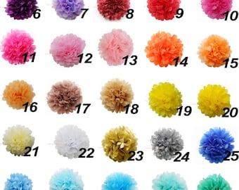 20 Tissue Paper Pom Poms Decoration * Hanging Pom Poms CHOOSE YOUR COLORS Wedding Birthday Baby Shower Party decoration