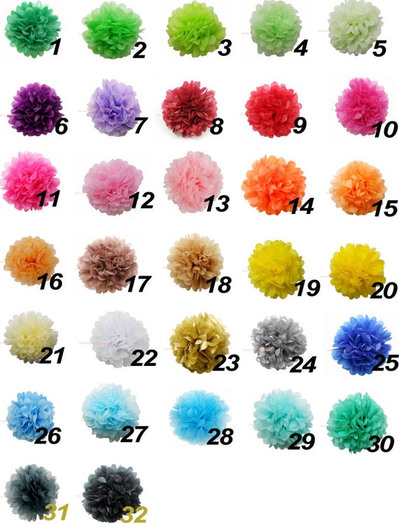 12 Hanging Pom Poms Tissue Paper Pom Pom CHOOSE YOUR COLORS