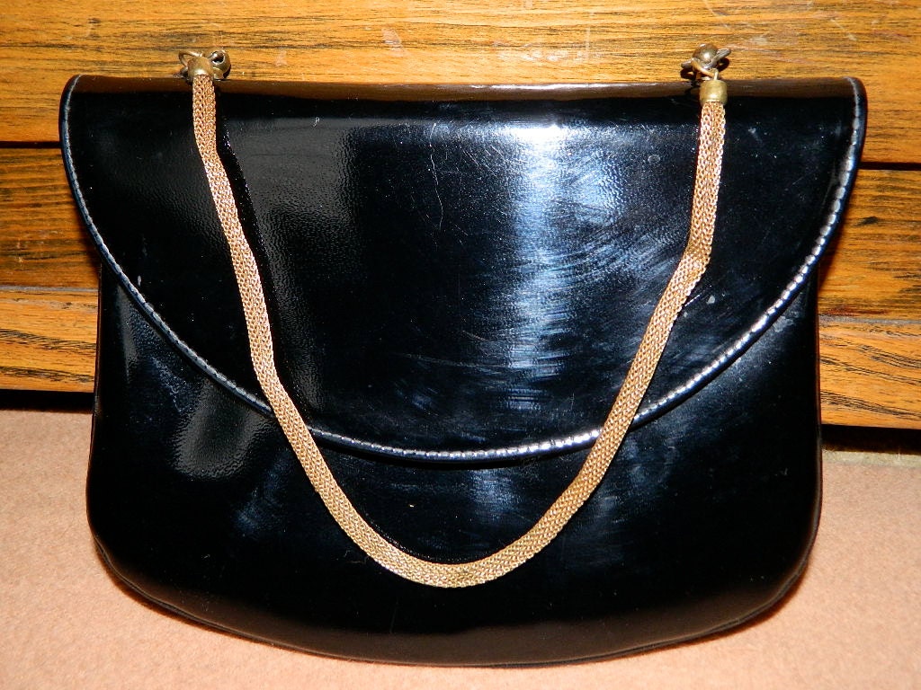 Vintage Black Patent Leather Evening Bag by NettyVintage on Etsy