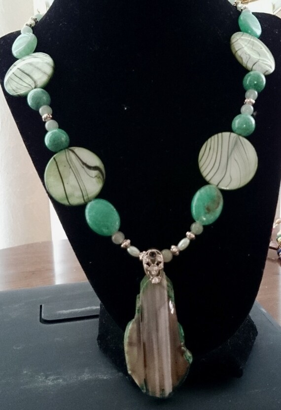 Beautiful Jade & stone necklace by ClaspMe on Etsy