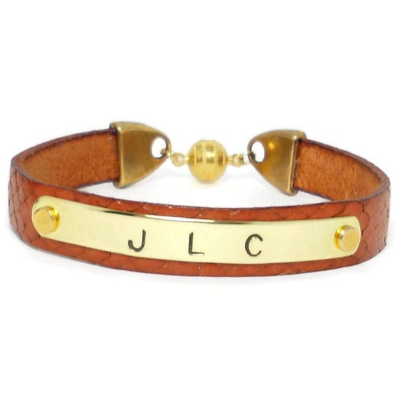 Items similar to NEW LEATHER Personalized INSPIRATIONAL Gold Bracelet