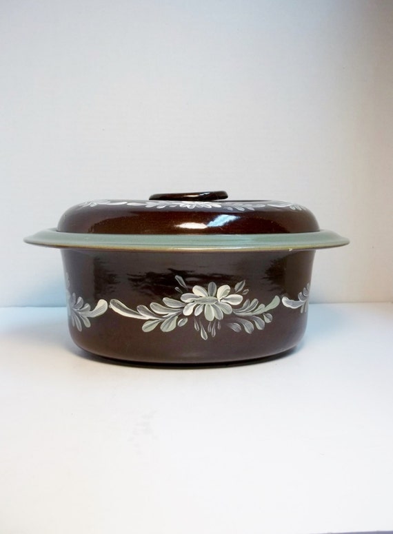 Stoneware Brown Ware Casserole Baking Dish by FolkArtByNancy
