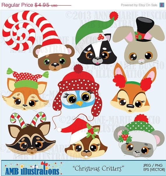 80% OFF Forest Animals clipart, Christmas clipart,clipart, vector graphics, commercial use, digital clipart, instant download AMB-504 Il_570xn