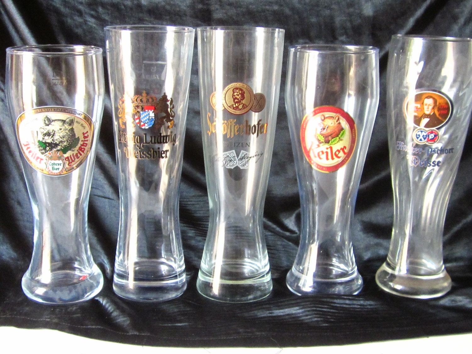 5 Authentic German Brewery Pilsner Beer Glasses 5 Different