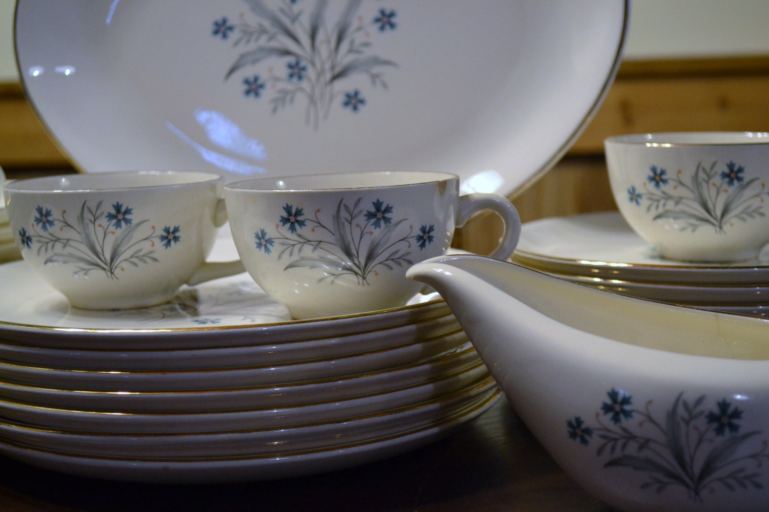 RESERVED Vintage USA Pottery Dinnerware Set 30 by PanchosPorch