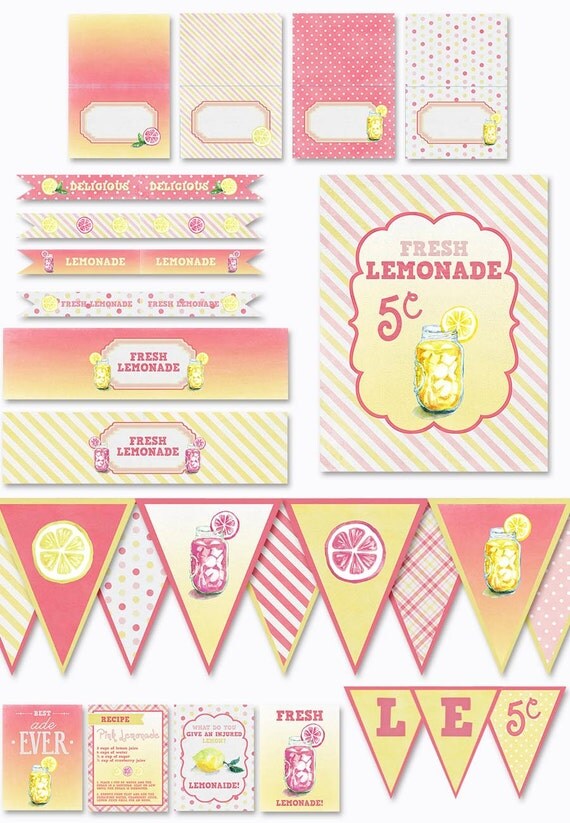 items similar to lemonade stand banner printables lemonade party