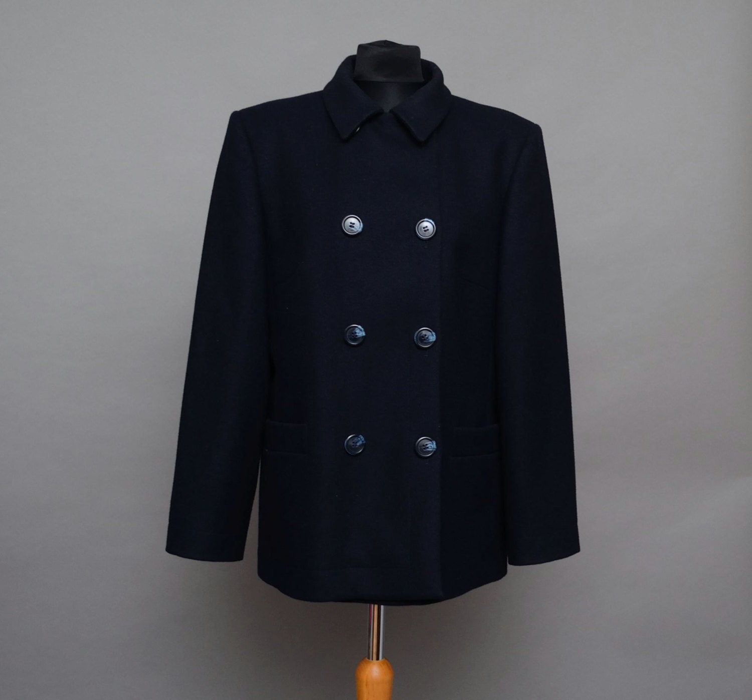 1980’s Aquascutum of London Navy Blue Classic Wool Coat Ladies Medium ...