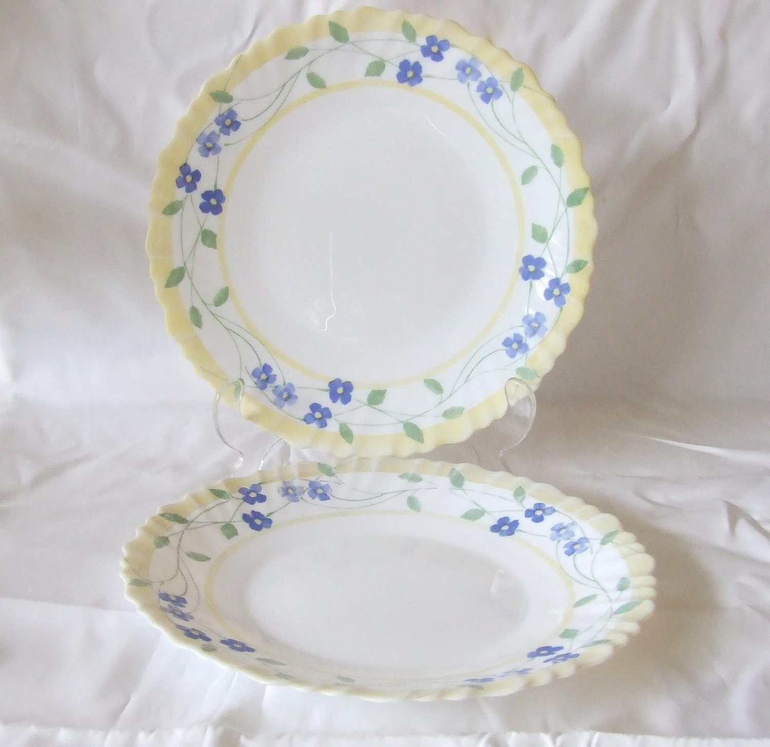 Two Vintage Arcopal Feston Pensea Pattern 9 inch Dinner Plates