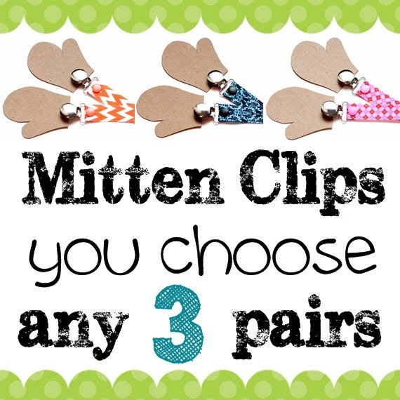 Mitten Clips for Baby Mittens Toddler Mittens by QuinnAndLane