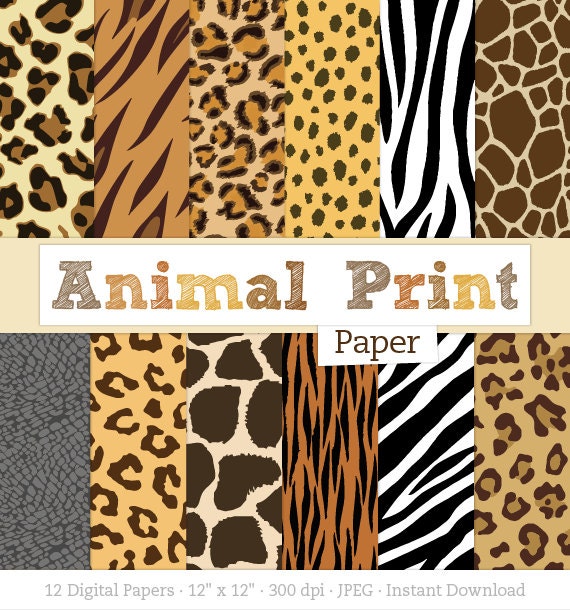 Animal Print Digital Paper Pack Zebra Print Leopard Print