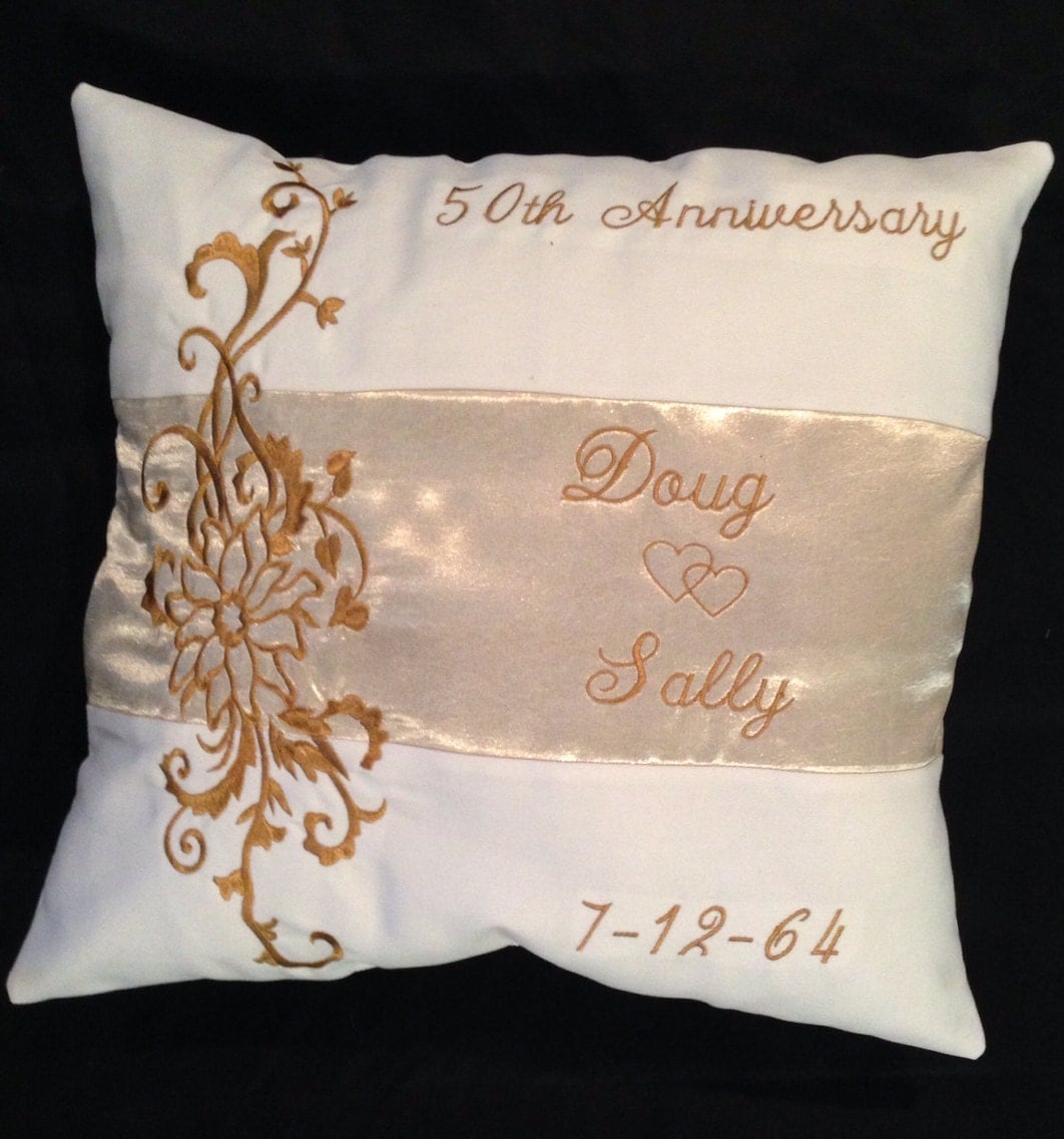 Unique customizable 50th anniversary pillow personalized