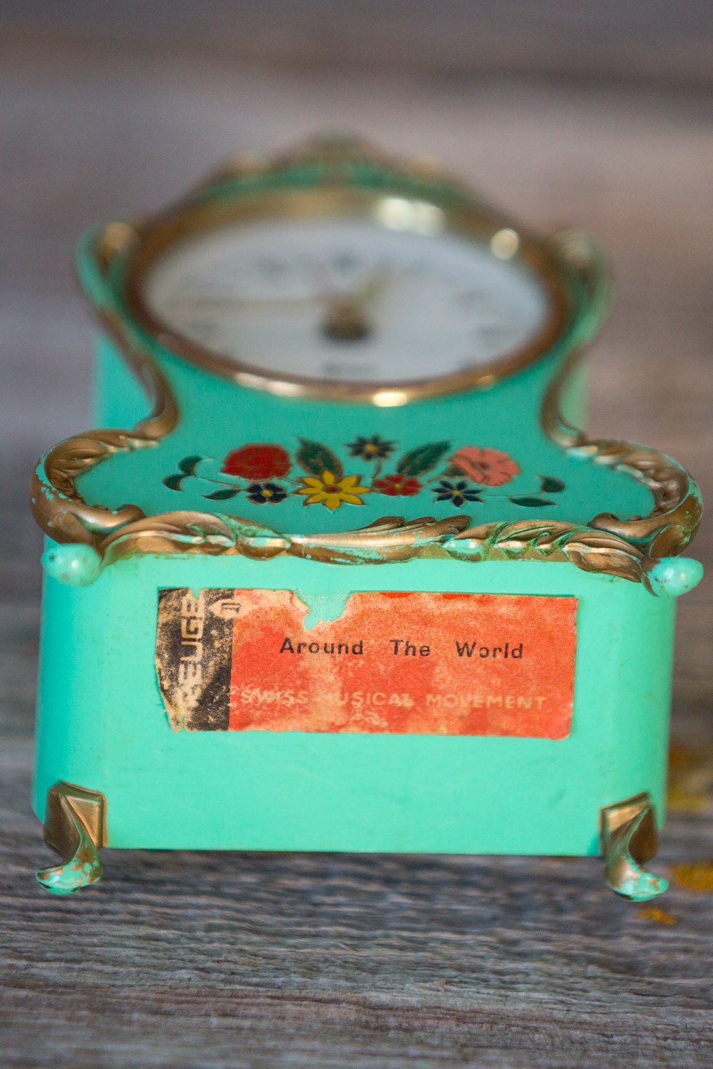 Small Vintage Clock with Music Box Alarm Wind Up German