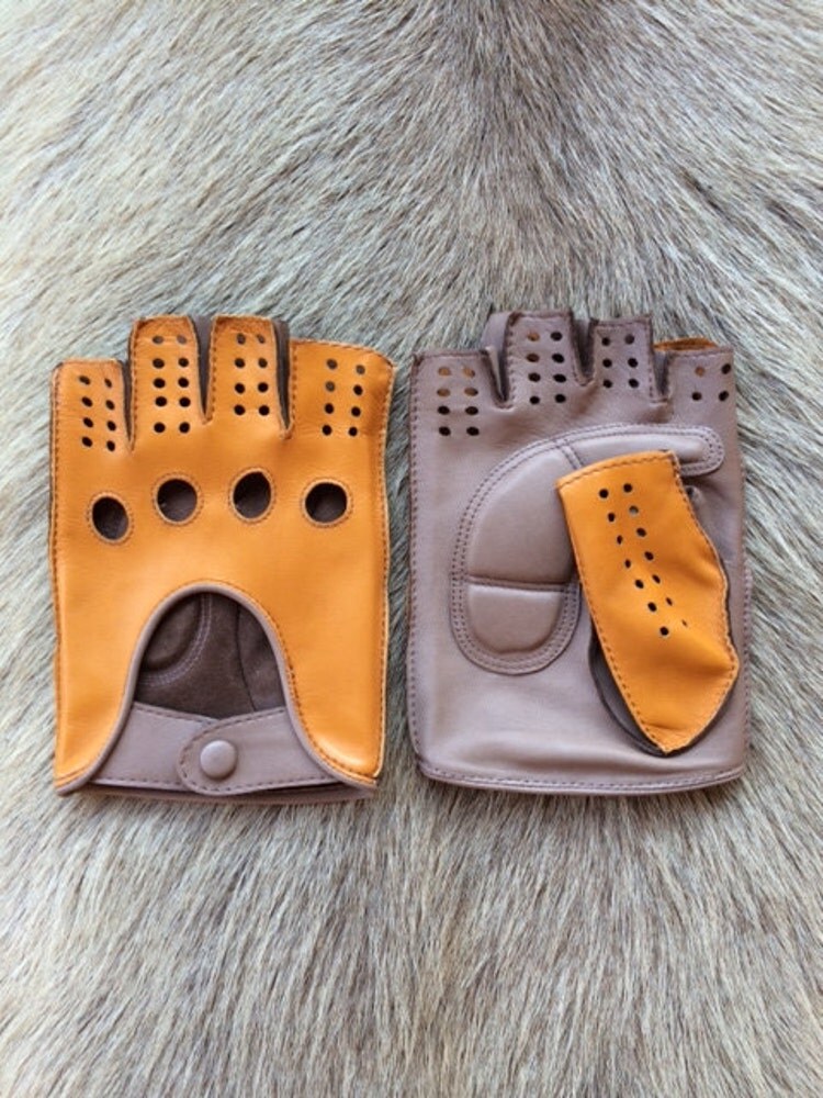 Men's fingerless leather gloves Driving Gloves by leathergloves4u