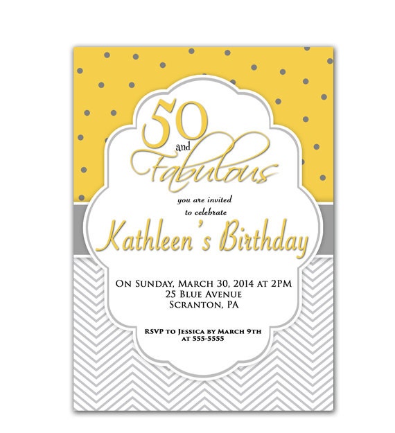 Fifty and Fabulous 50th Birthday Invitation by PurpleChicklet