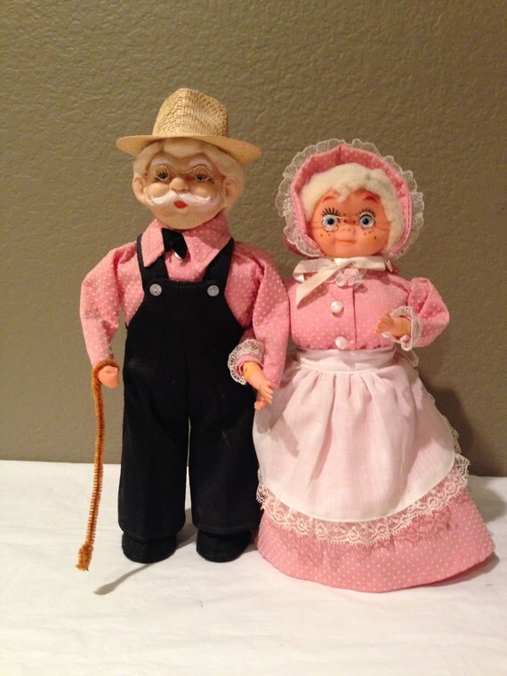 CUTE Vintage Dish Soap Bottle Cover Grandpa and Grandma