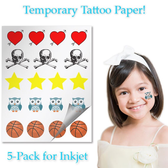 Inkjet Temporary Tattoo Paper 5 Pack by TattooFun on Etsy