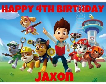 PAW PATROL edible cake topper decoration party birthday sugar sheet image