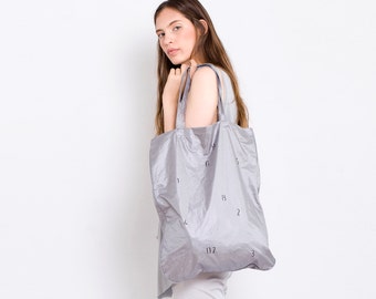 Women Tote Big Tote Bag Grey Shoulder Bag Printed by KERENVEMICHAL