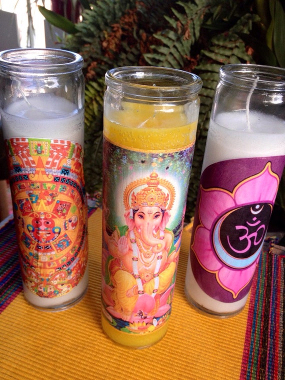 Aztec Mayan Ganesh Om Lotus Vibrational Candles
