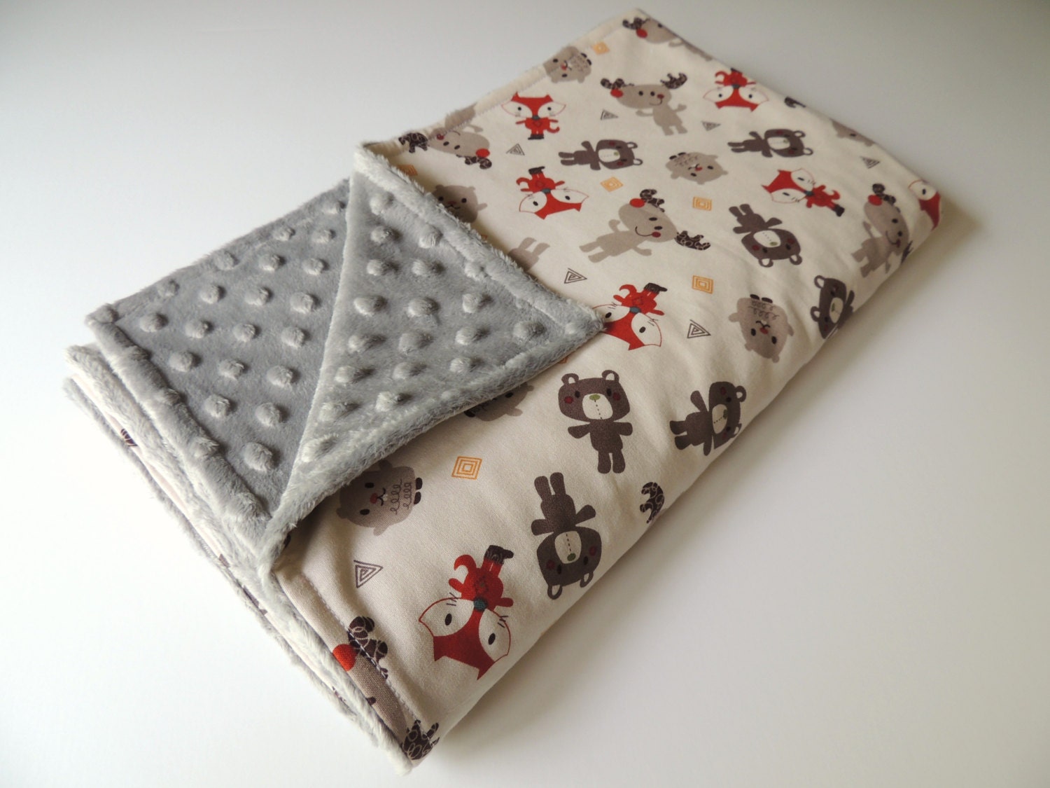 Fox Baby Blanket Made to Order Forest Animal Minky Blanket