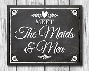 Chalkboard Wedding Sign, Printable Wedding Sign, Wedding Meet the Maids & Men Sign, Wedding Decor, Instant Download, Wedding Signage