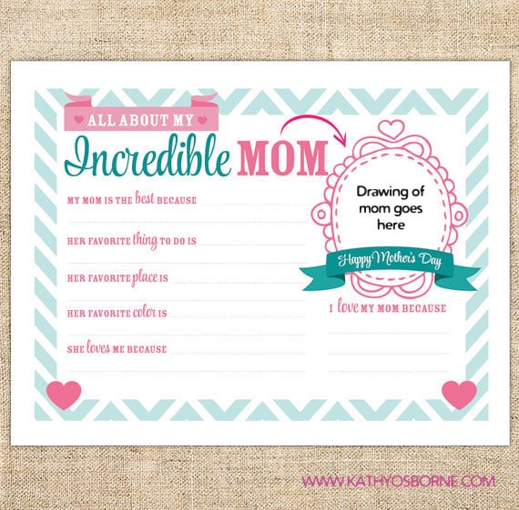 All About My Mom Mother's Day Printable Gift Instant