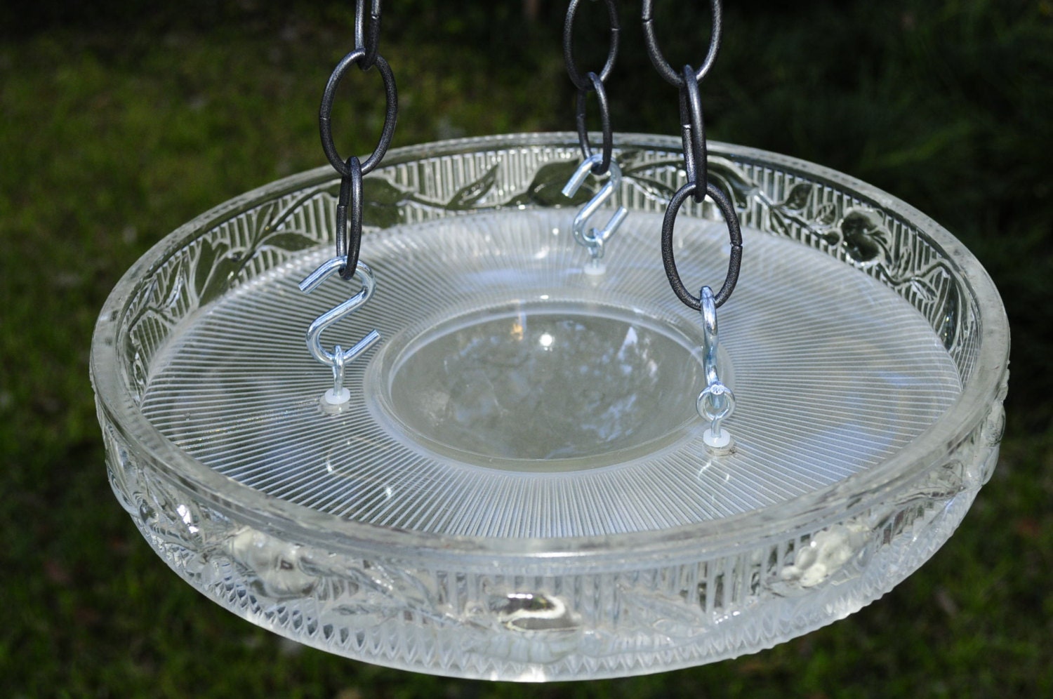 Glass Bird feeder hanging bird bath clear and by StellaErwins
