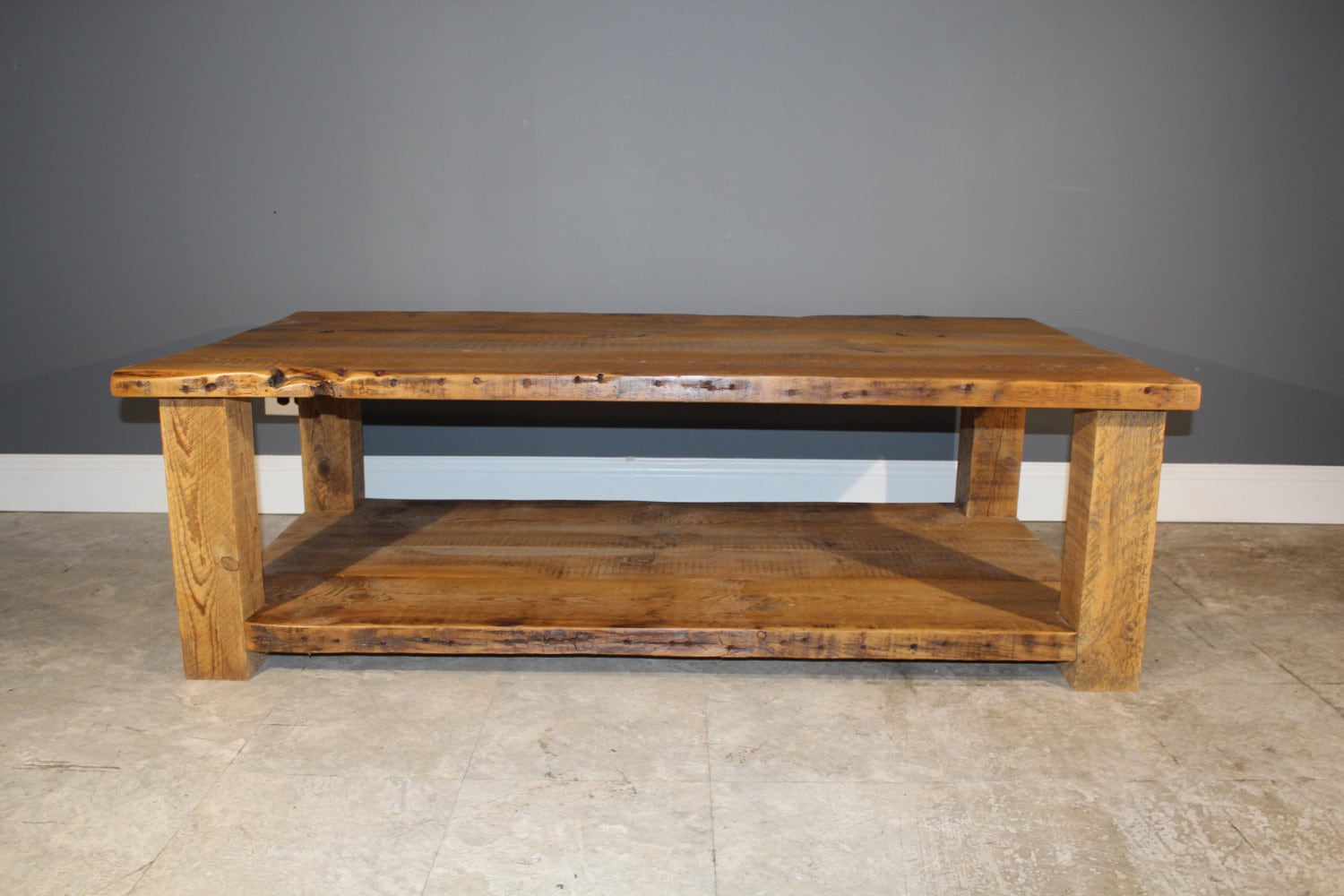 Coffee Table w/ Floating Lower Shelf Wood by UrbanWoodFurnishings