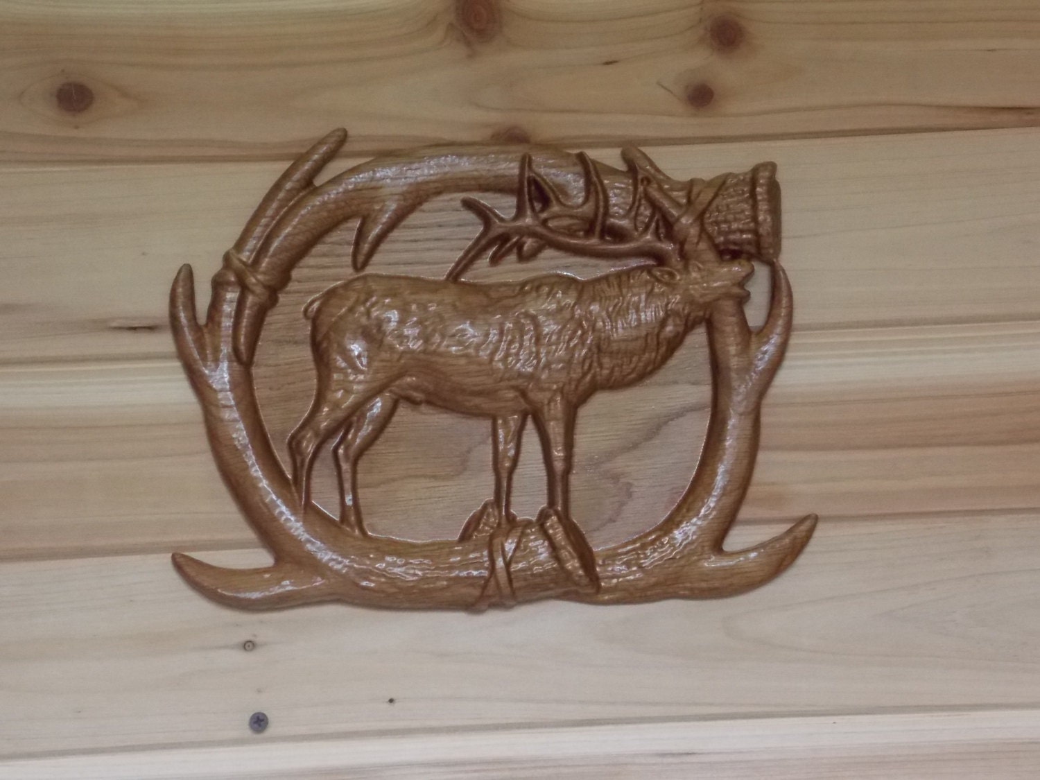 Elk Inside Antlers Elk Decor Elk Cabin by TheWoodGrainGallery