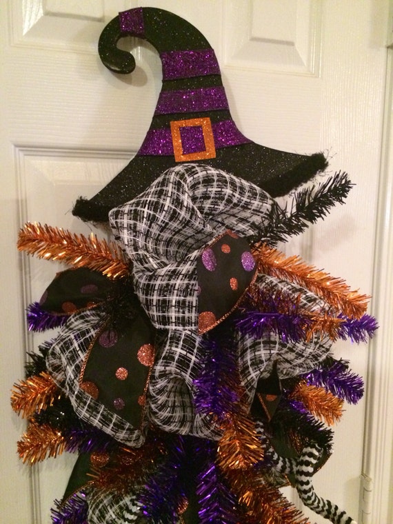 Crashing Witch Halloween Door Swag by SouthernSwagNWreath on Etsy