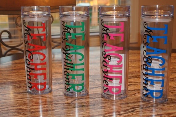 Personalized Skinny Tumblers Teacher By Ticklemecreations On Etsy 8159