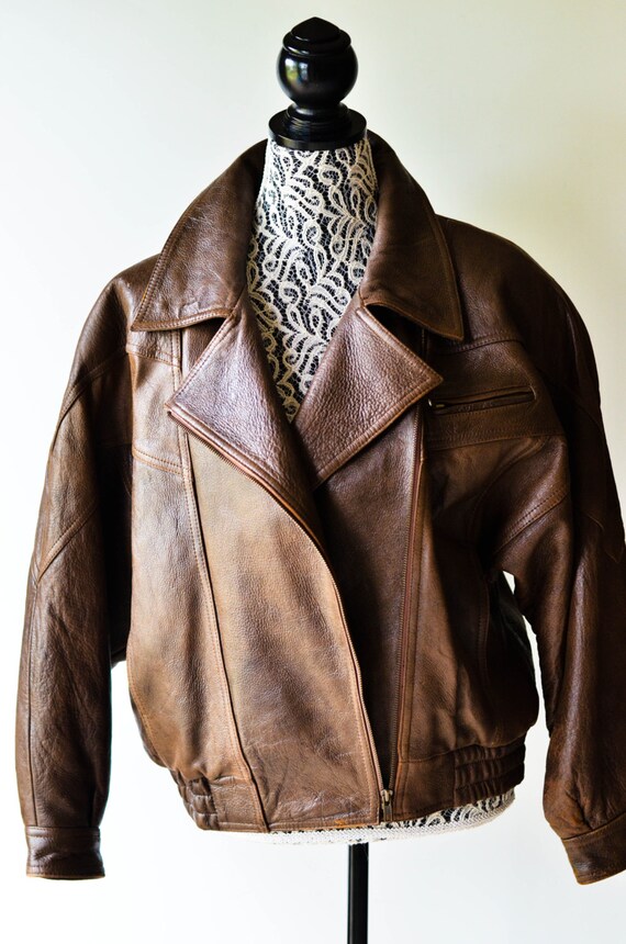 Vintage Unisex Leather Bomber Jacket By MonikaJayVintage On Etsy